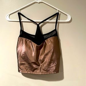Fabletics Sports Bra - black mesh and rose taupe